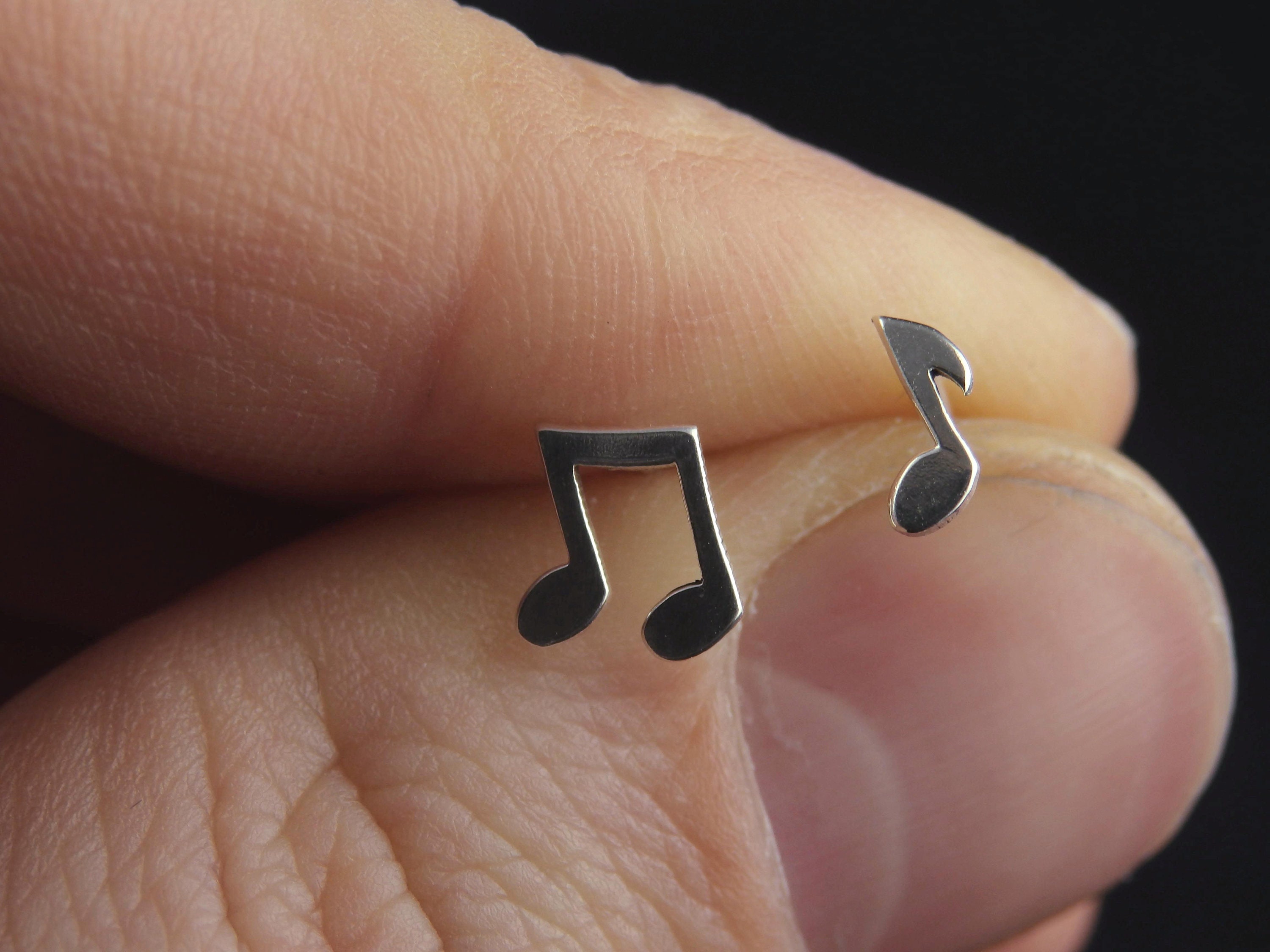 Silver Note Stud Earrings Music studs Etsy