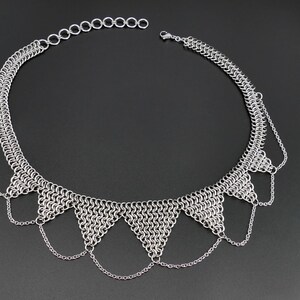 7-Tipped Surgical Steel Chainmail Necklace with chains image 4