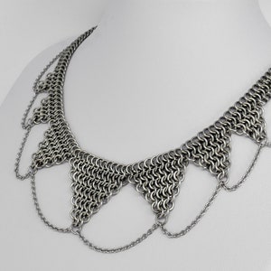 7-Tipped Surgical Steel Chainmail Necklace with chains image 6