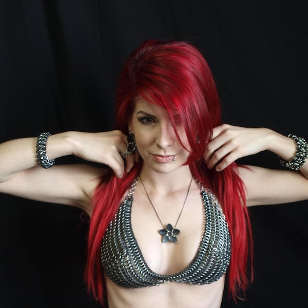 Chainmaille Bra - Stretchy Adjustable Bra Made of Stainless Steel and Rubber Rings