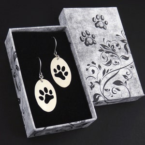 Sterling Silver Pawprint Earrings and Pendant Set: Pet Lover Jewelry