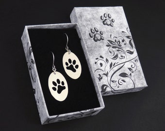 Pawprint set, Silver Paws, Earrings and Pendant, Dog and cat paws