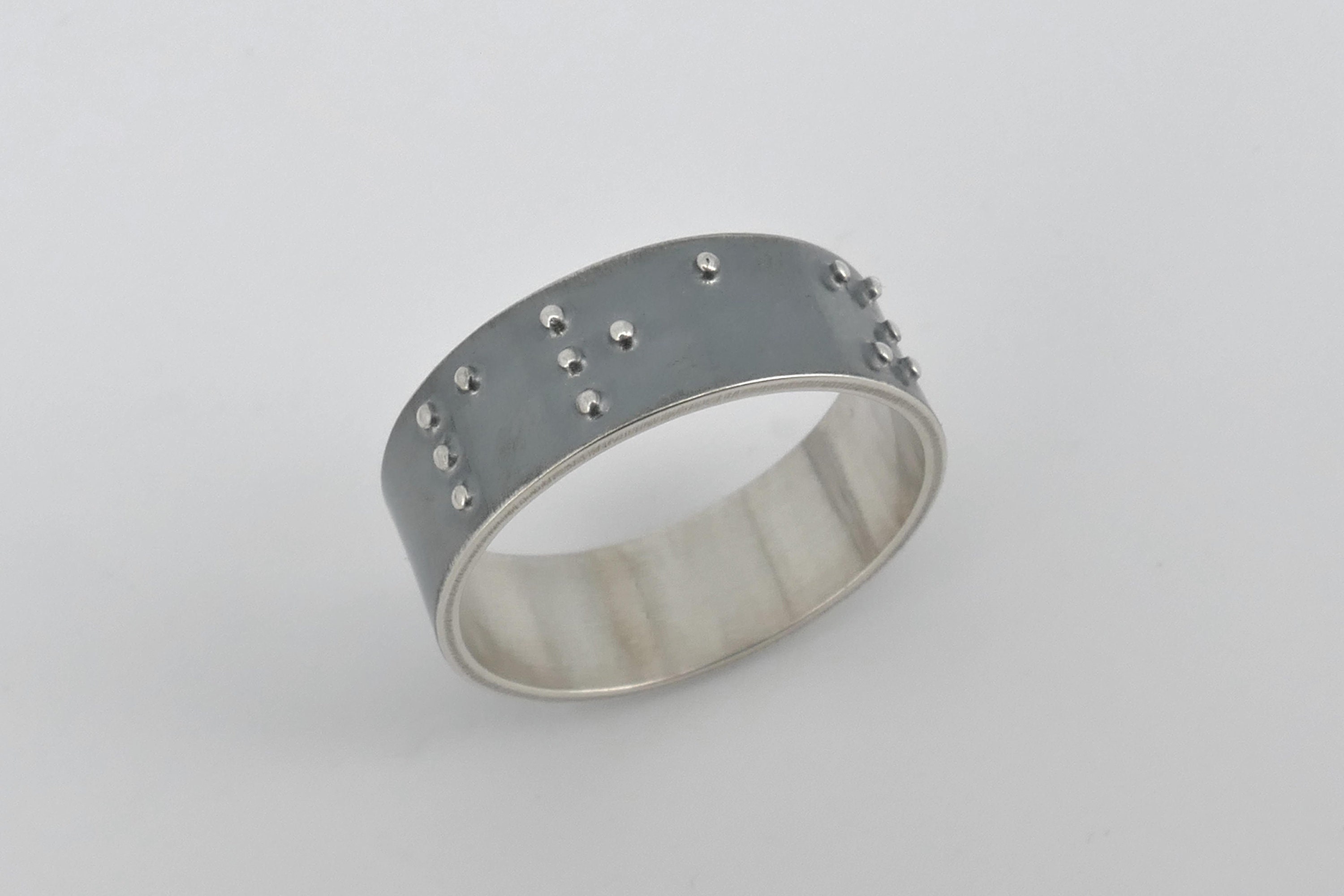Sterling Silver Braille Ring: Personalized Message, Raised Dots and ...