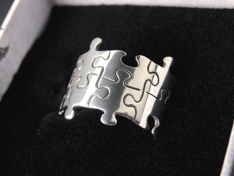 Puzzle Ring Handcrafted Sterling Silver Ring Etsy
