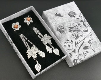 Autumn Leaves, Silver Stud Gemstone Earrings