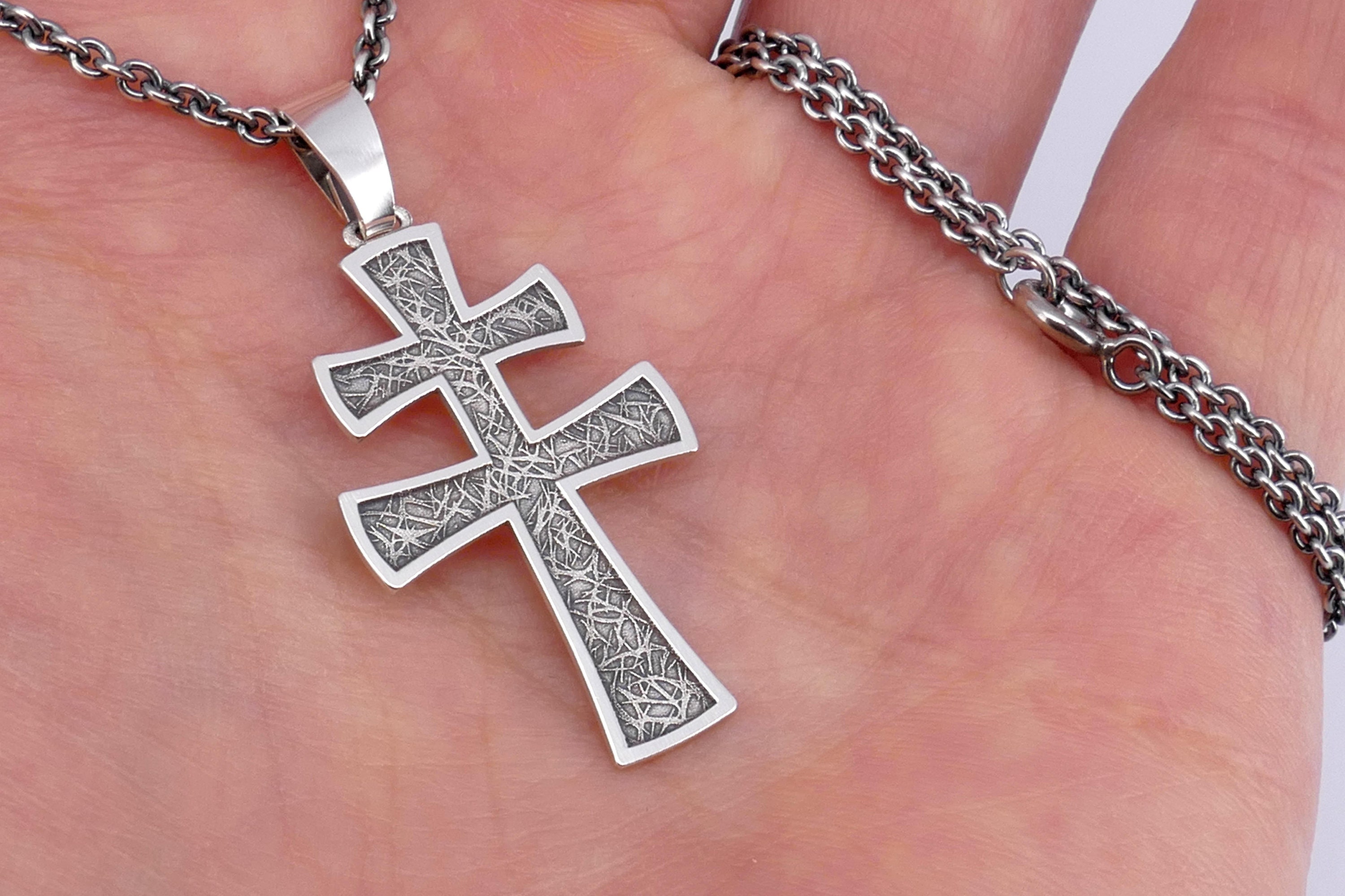 Lot De 2 Pendentifs Croix Argent Massif Vintage - Bijoux Baptême Communion - Neuf Sans Emballage