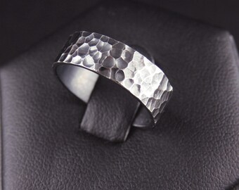 Anillo Apilable Unisex Anillo Plata Ley 925 Martillado - Unisex Y Apilable | Regalo Elegante Para Él O Ella Anillos Regalo Compromiso Boda
