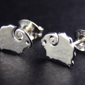 Sterling Silver Sheep Stud Earrings, Cute Studs