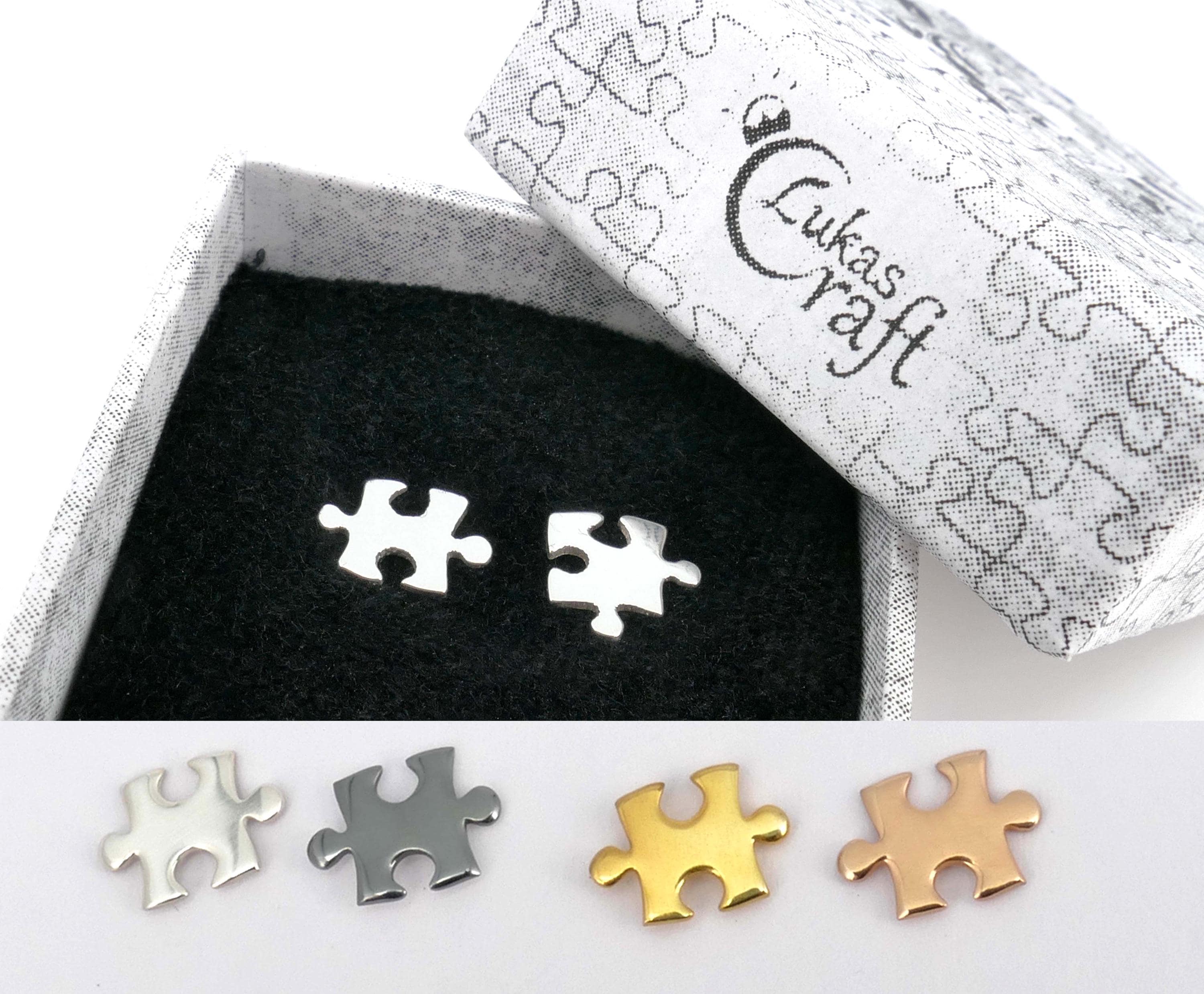 Orecchini Puzzle In Argento 925, Katy Craig, Misura Piccola 7x9mm, In Confezione Regalo - 6