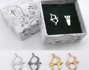 Bow and Arrow Stud Earrings: Sterling Silver Mix & Match Archery Jewellery
