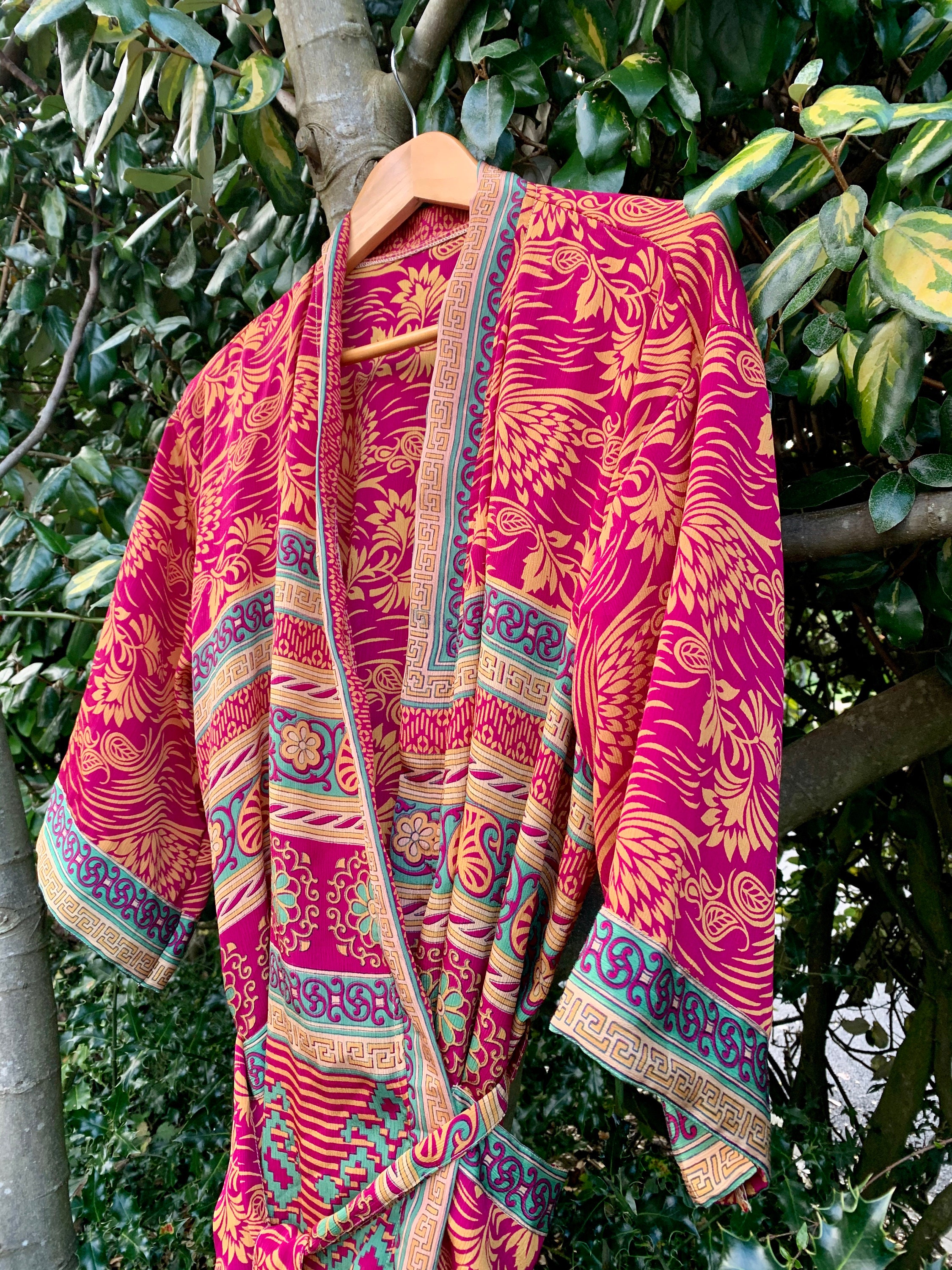 Kimono Gown Dressing Gown Upcycled Saree Sari Robe Vintage | Etsy UK