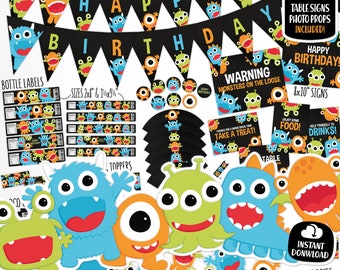 Little Monster Birthday Decorations Package. Printable Kids | Etsy