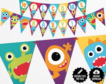 Little Monster Baby Shower Banner Funny Little Monster Etsy