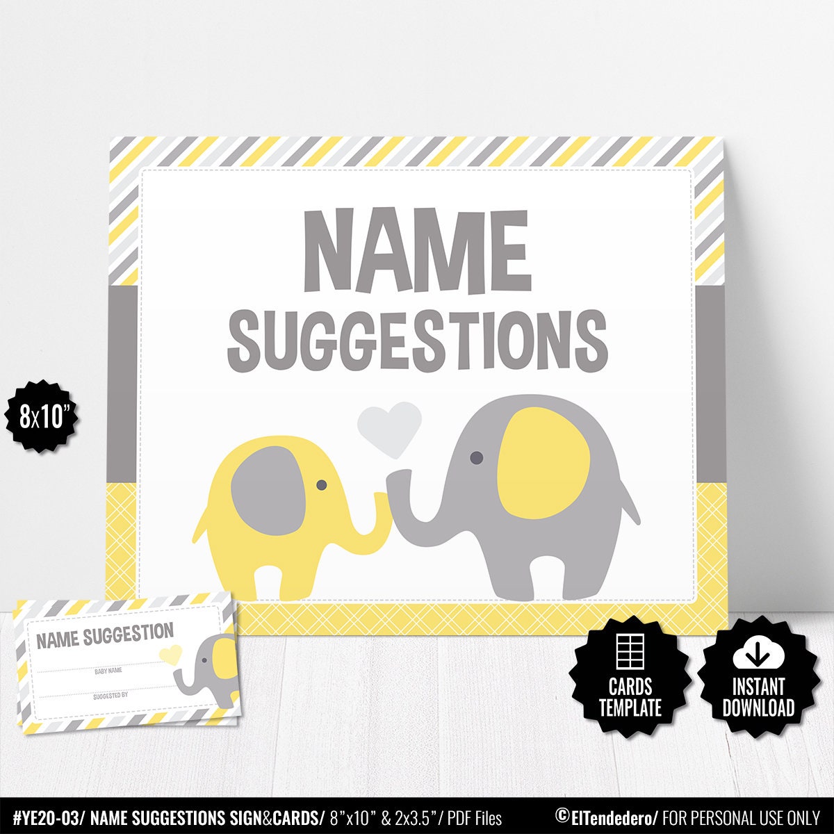 Baby Name Suggestions Game Baby Name Cards Yellow Elephant Etsy Baby Name Suggestions Game Baby Name Cards Yellow Elephant Etsy