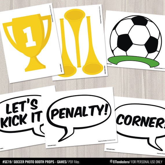 Soccer Photo Booth Props Package. Soccer Match Accessories. Team Birthday  Party Games Decorations. Printable Photocall Accessories 