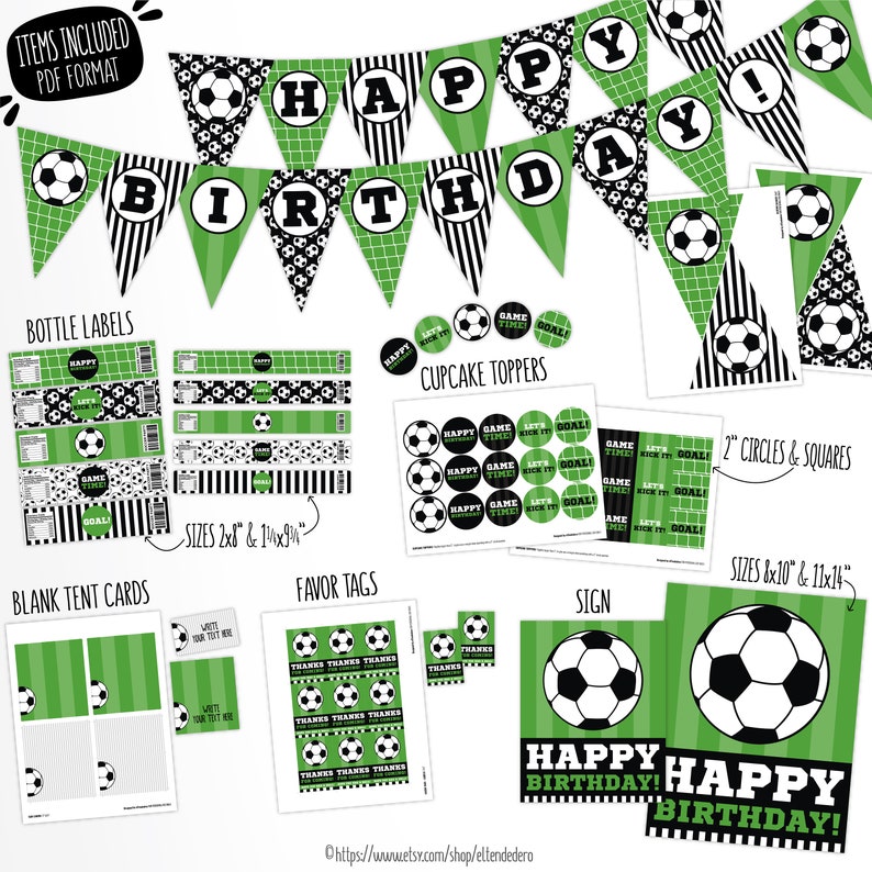 Soccer Birthday Party Decorations Package. Printable Soccer | Etsy