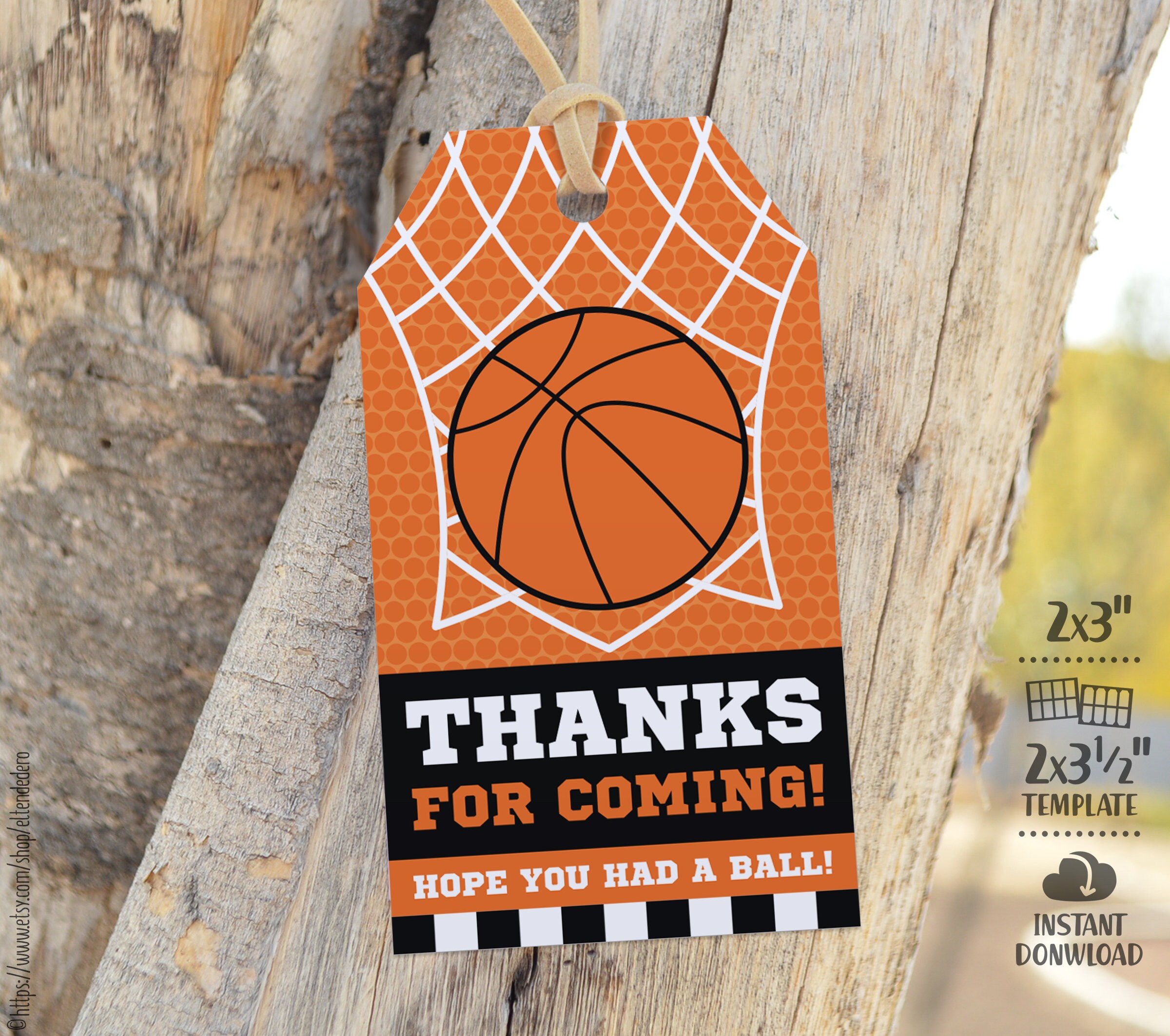 Basketball Favor Tags. Printable Thank You Cards. Favor Bag Etsy