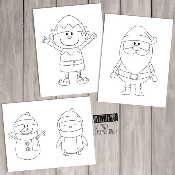 Christmas Coloring Pages Set of 3 Printable Coloring Sheets Hand-drawn  Instant Download Party Activities Classroom (Download Now) 