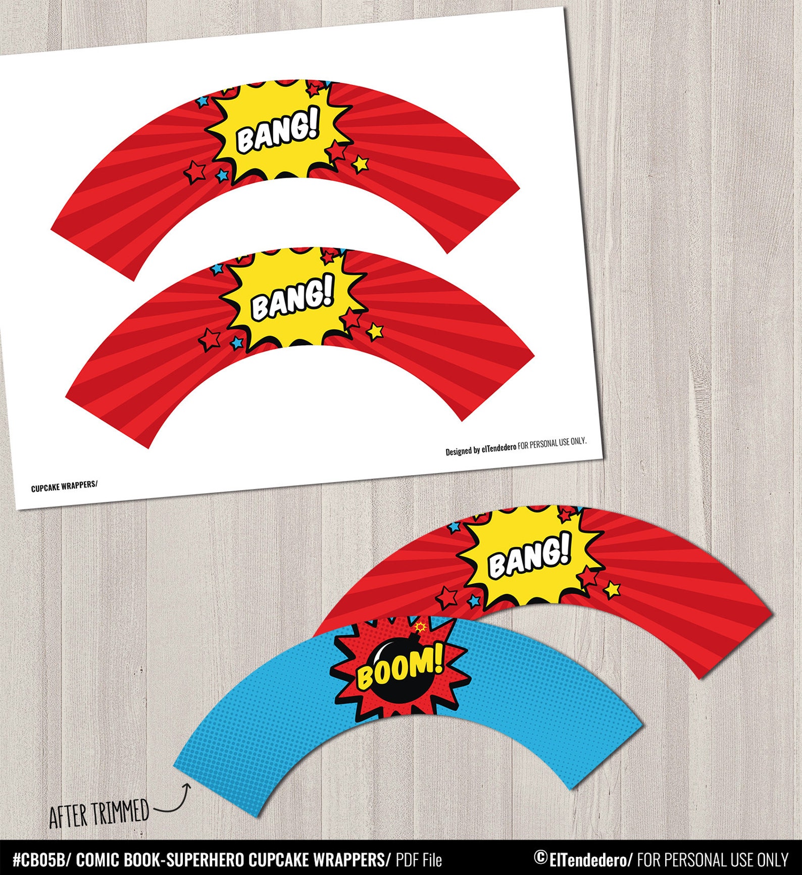 Superhero Cupcake Wrappers. Printable Cupcake Wraps. Gender - Etsy