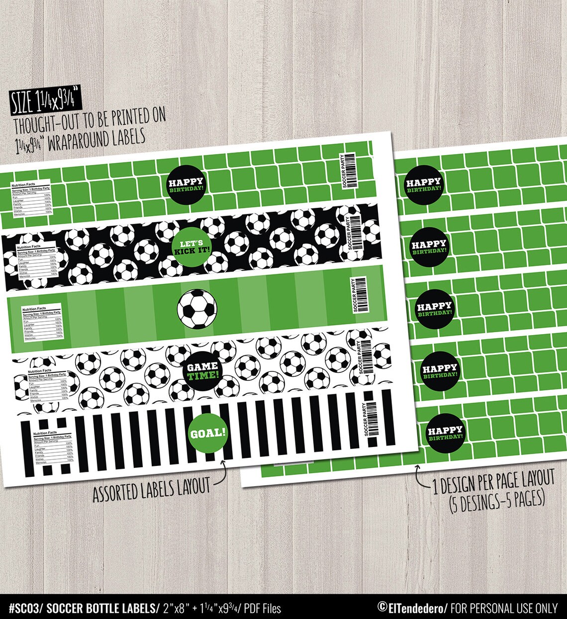 Soccer Water Bottle Labels. Sports Party Labels. Printable | Etsy