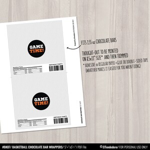 Basketball Chocolate Bar Wrappers. Birthday Chocolate Bar Wraps ...