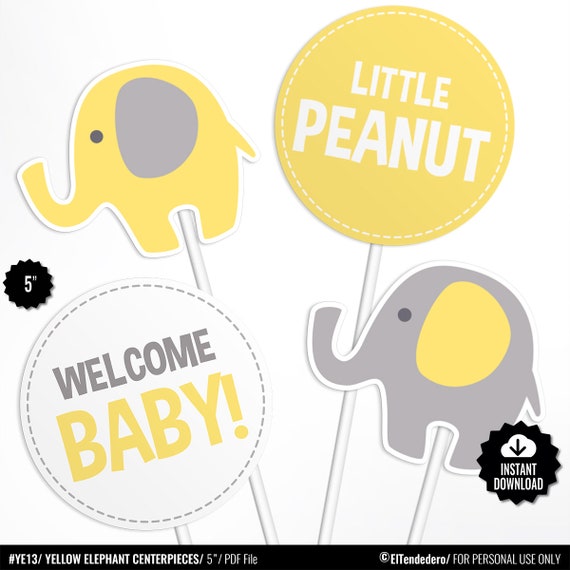 Elephant Baby Shower Centerpieces Yellow Table Centerpieces Etsy