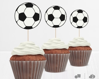 Soccer Cupcake Toppers. Printable Cupcake decor. Dessert Toppers. Boy Birthday Toppers. Soccer Theme Kids Team Party Decorations