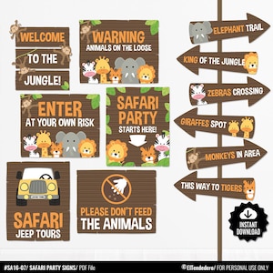Carteles Safari. Baby Shower - Cumpleaños Infantil Jungla. Póster Imprimible Fiesta Bebé. Descarga Digital
