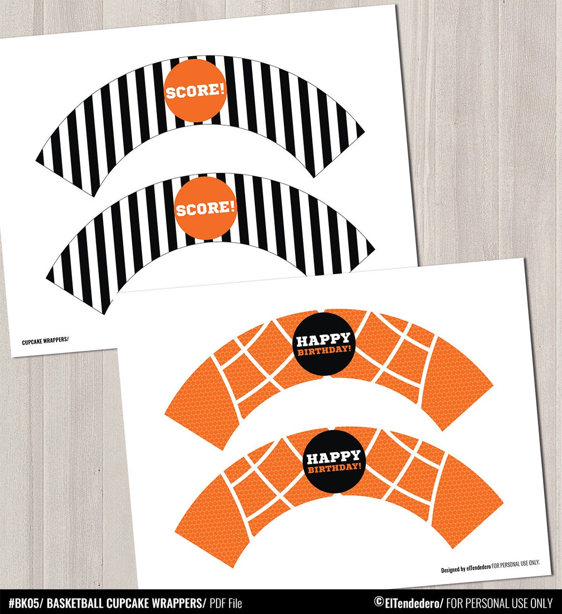 Basketball Cupcake Wrappers. Printable Cupcake Wraps Covers. Etsy