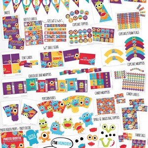 SELF EDITABLE Little Monster Birthday Decorations Package. Printable ...