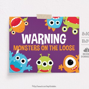 Cartel Monstruitos. Cumpleaños Infantil Género Neutro. Póster Imprimible Fiesta Bebé Monstruos Divertidos. Descarga Digital