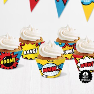 Superhero Cupcake Wrappers. Printable Cupcake Wraps. Gender Neutral ...