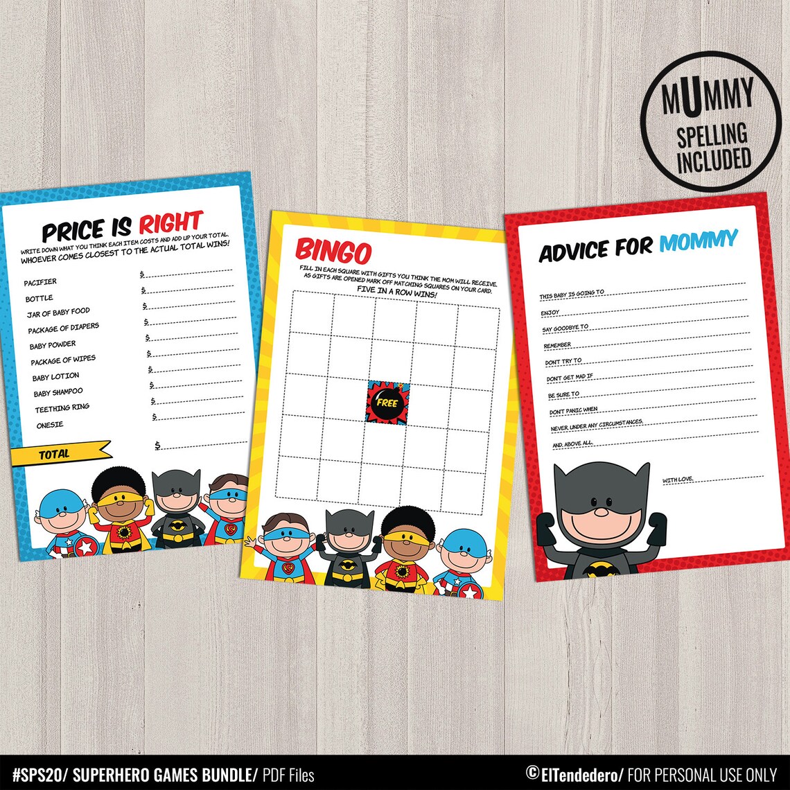 Superhero Baby Shower Games Package. Printable Game Cards - Etsy