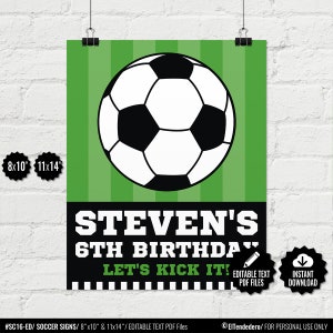 EDITABLE Cartel Happy Birthday Fútbol. Cumpleaños Infantil Deportes. Póster Imprimible y Editable Fiesta Equipo Fútbol. Descarga Digital