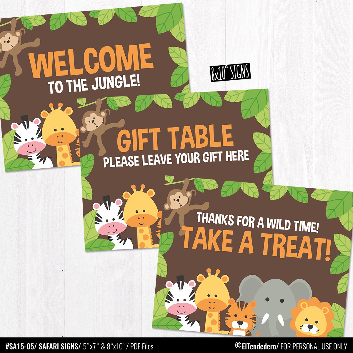 Baby Shower Table Signs Package. Printable Safari Signs. | Etsy