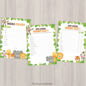 Safari Baby Shower Games Package Printable Game Cards Funny Baby Games Gender Neutral Jungle Theme Baby Shower Activities image 8