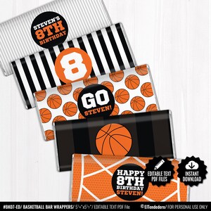 Basketball Chocolate Bar Wrappers. Birthday Chocolate Bar Wraps ...