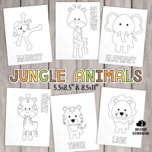 PRINTABLE Safari Coloring Pages. Kids Party Games, Jungle Birthday Favor. Animal Coloring Sheet Baby Shower Activities School Teacher Games image 1