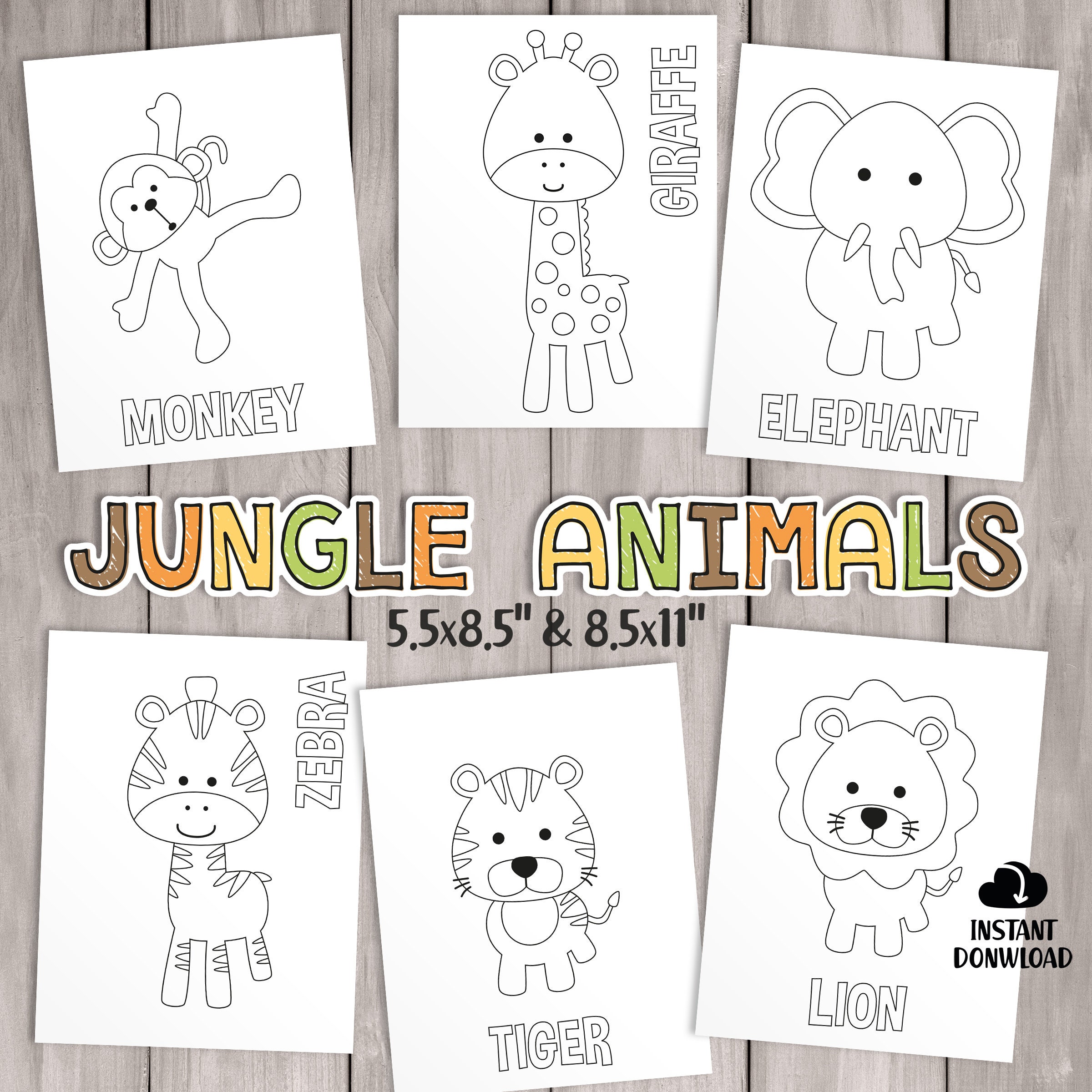 jungle animals coloring page