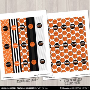 Basketball Mini Candy Bar Wrappers. Mini Chocolate Bar Wraps. Printable ...