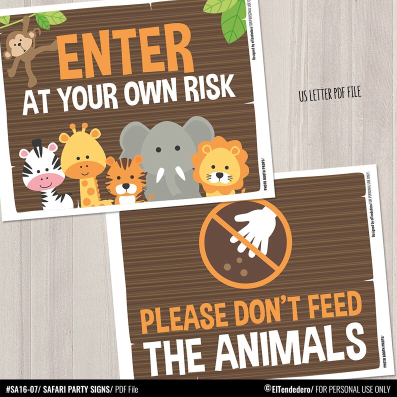 Safari Party Signs Package. Printable Baby Shower Safari Tour - Etsy