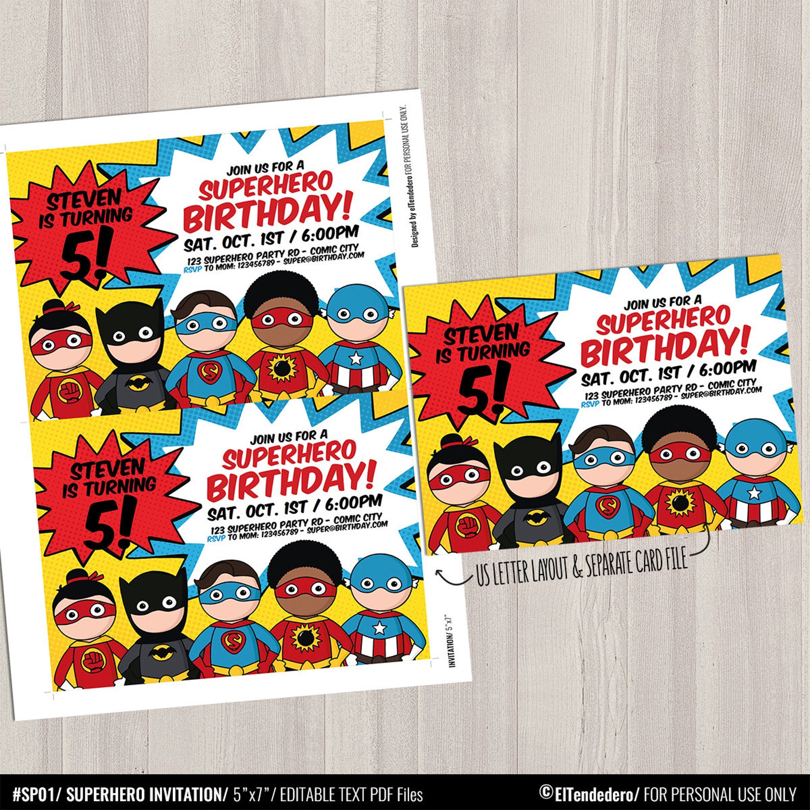 Superhero Invitation Template Printable Superheroes Comic | Etsy