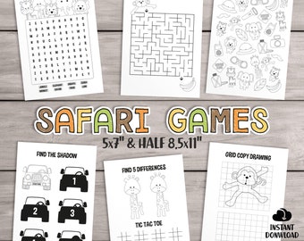 PRINTABLE Safari Kids Party Games, Jungle Coloring Pages, Birthday Favor. Animal Coloring Sheet Baby Shower Activities School Teacher Games