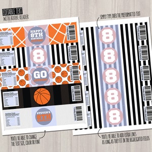 Basketball Water Bottle Labels. Sports Party Labels. Printable Birthday ...