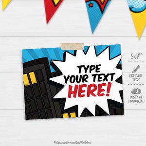 SUPERHERO Coloring Station Sign Superhero Coloring Sign Superhero Party  Signs Superhero Color your own Comic Sign Instant Download 0276