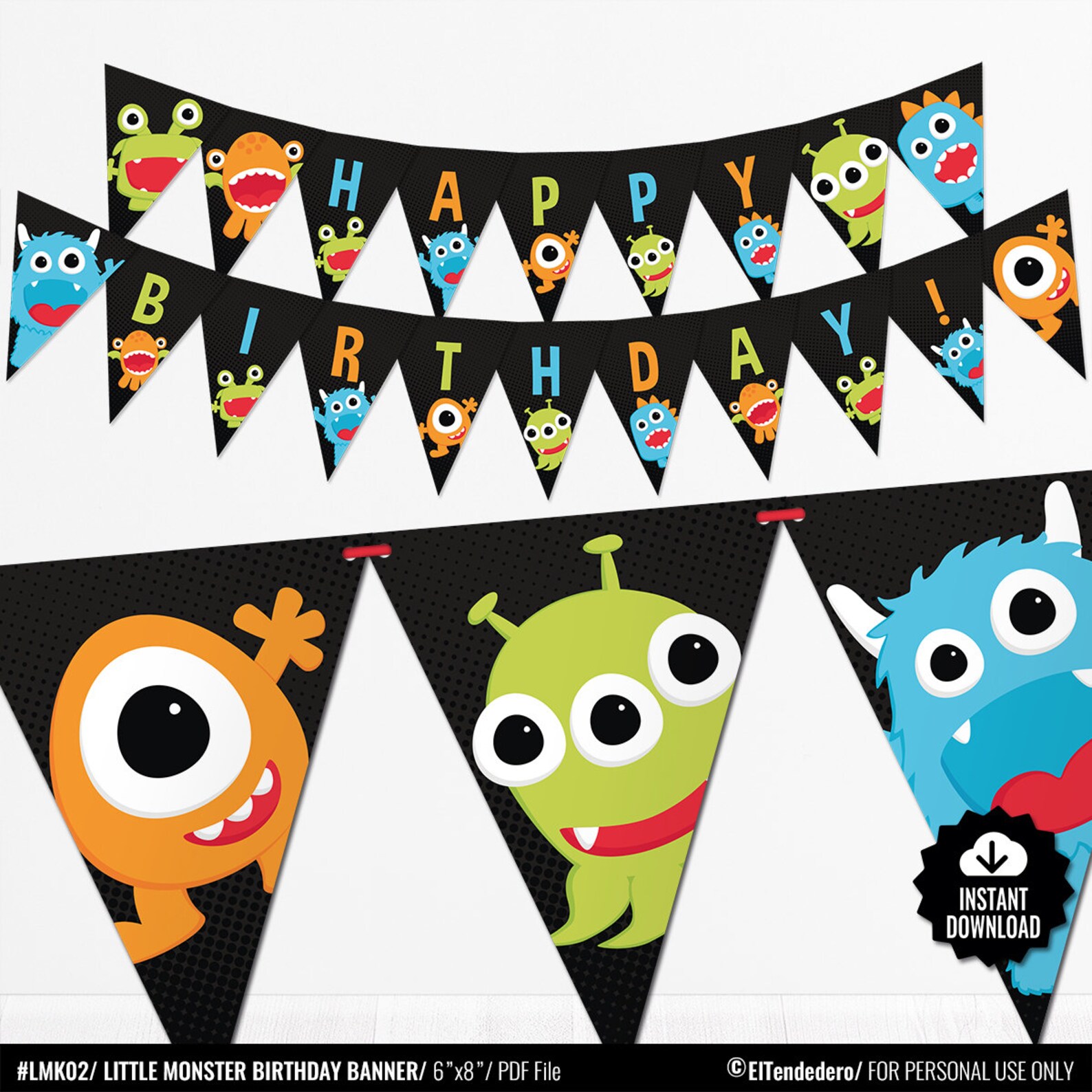 Little Monster Birthday Banner Funny Little Monster Birthday - Etsy