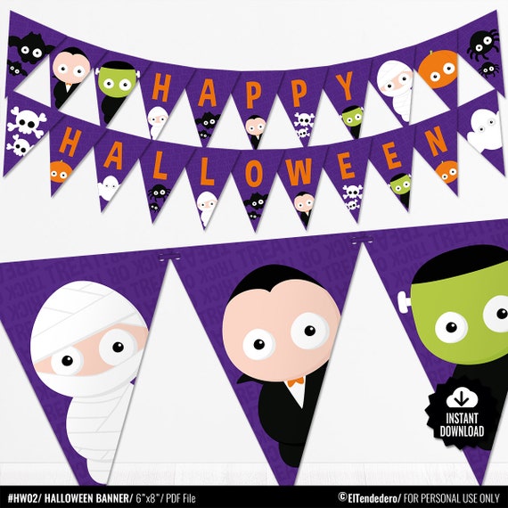 Bunting banner for Halloween party banner kids decor Printable PDF file