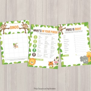 Safari Baby Shower Games Package Printable Game Cards Funny Baby Games Gender Neutral Jungle Theme Baby Shower Activities image 9