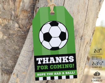 Soccer Favor Tags. Printable Thank You Cards. Favor Bag Tags, Labels. Team Party - Birthday Tags Stickers. Treat. Gift Decor