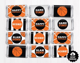 Basketball Mini Candy Bar Wrappers. Mini Chocolate Bar Wraps. Printable Team Party Favor Labels. Nugget Wrapps. Kids Birthday Favors